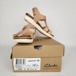 Clarks April Cove Blush Leather Sandals Size 6M – New in Box